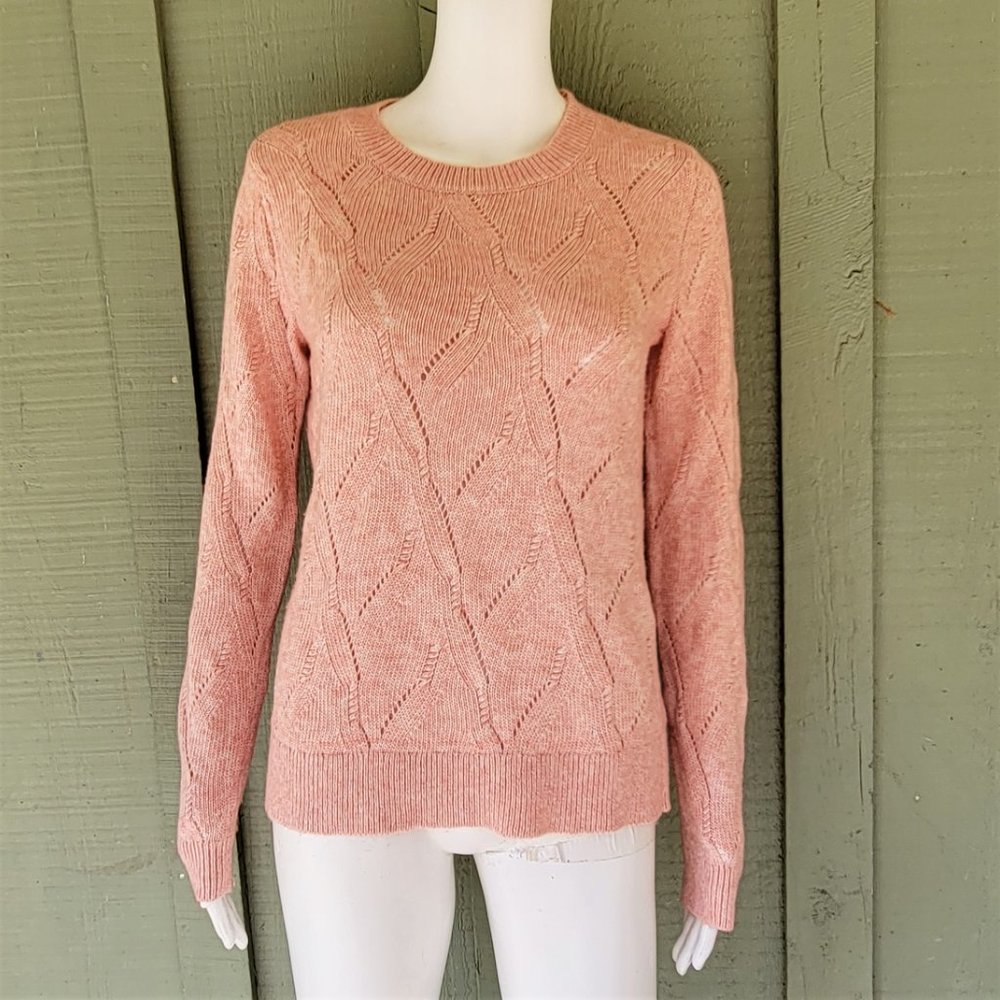 Ann Taylor LOFT Pink Knit Crew Sweater Small